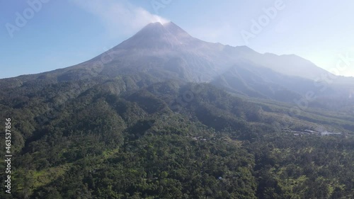 Scenic Aerial View of Mount Merapi in the Morning in Yogyakarta  photo