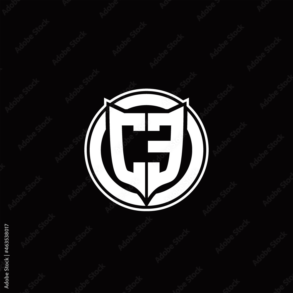 CE Logo monogram with shield and circluar shape design tamplate CE Logo monogram with shield and circluar shape design tamplate