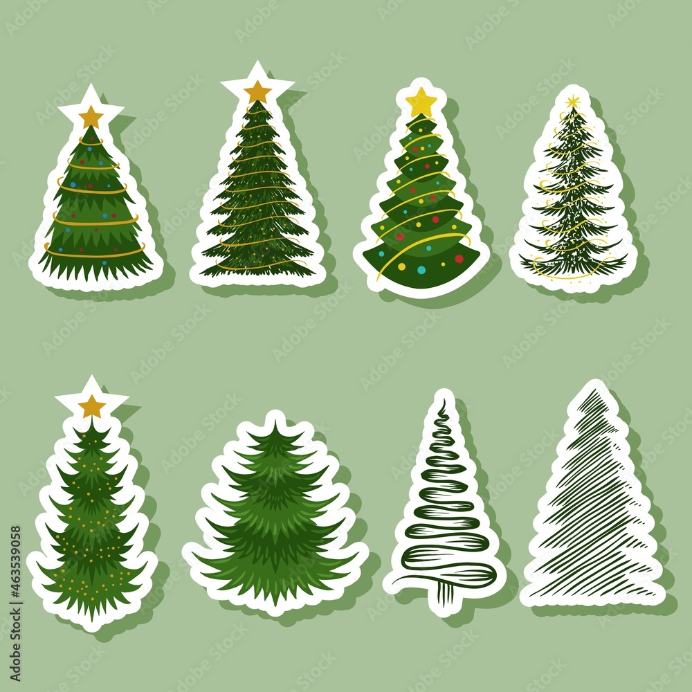 Fototapeta premium christmas tree sticker vector illustration