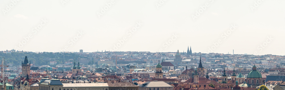 Prague cityscape panorama - view of the landscape of Prague city
