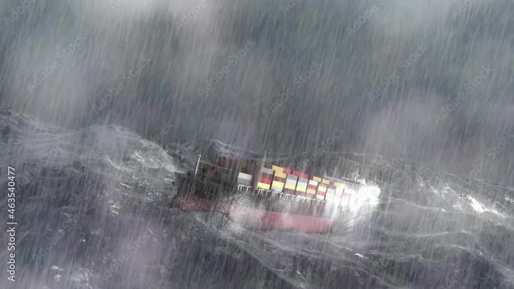 Large Cargo Ship with containers in stormy ocean,aerial Sailing ship ...