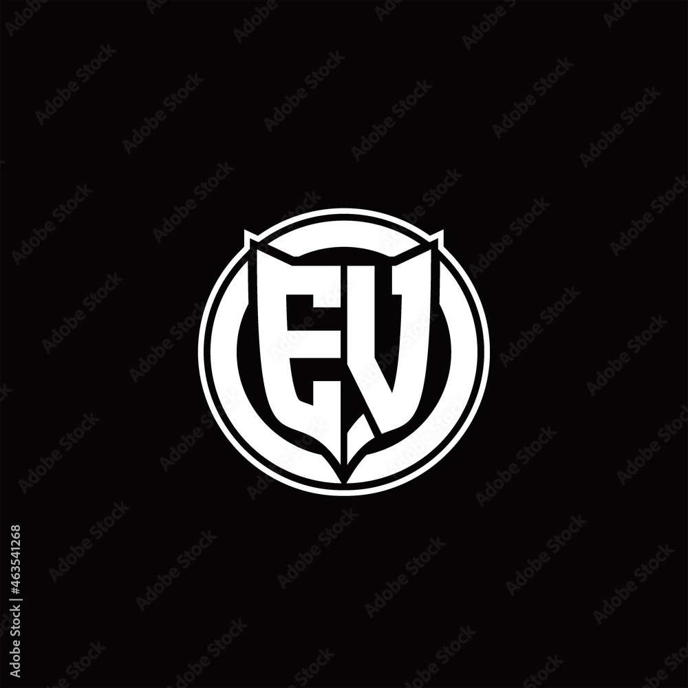 EV Logo monogram with shield and circluar shape design tamplate EV Logo monogram with shield and circluar shape design tamplate
