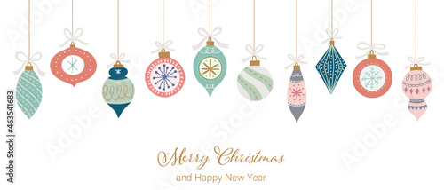 Christmas tree decorations. Christmas ornament collection vector illustration. hand drawn winter decoration set for greeting cards, invitation cards, and postcards.