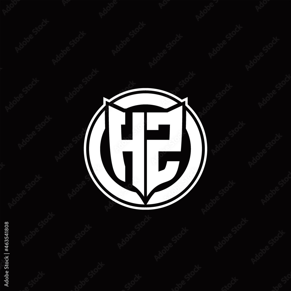 HZ Logo monogram with shield and circluar shape design tamplate HZ Logo monogram with shield and circluar shape design tamplate