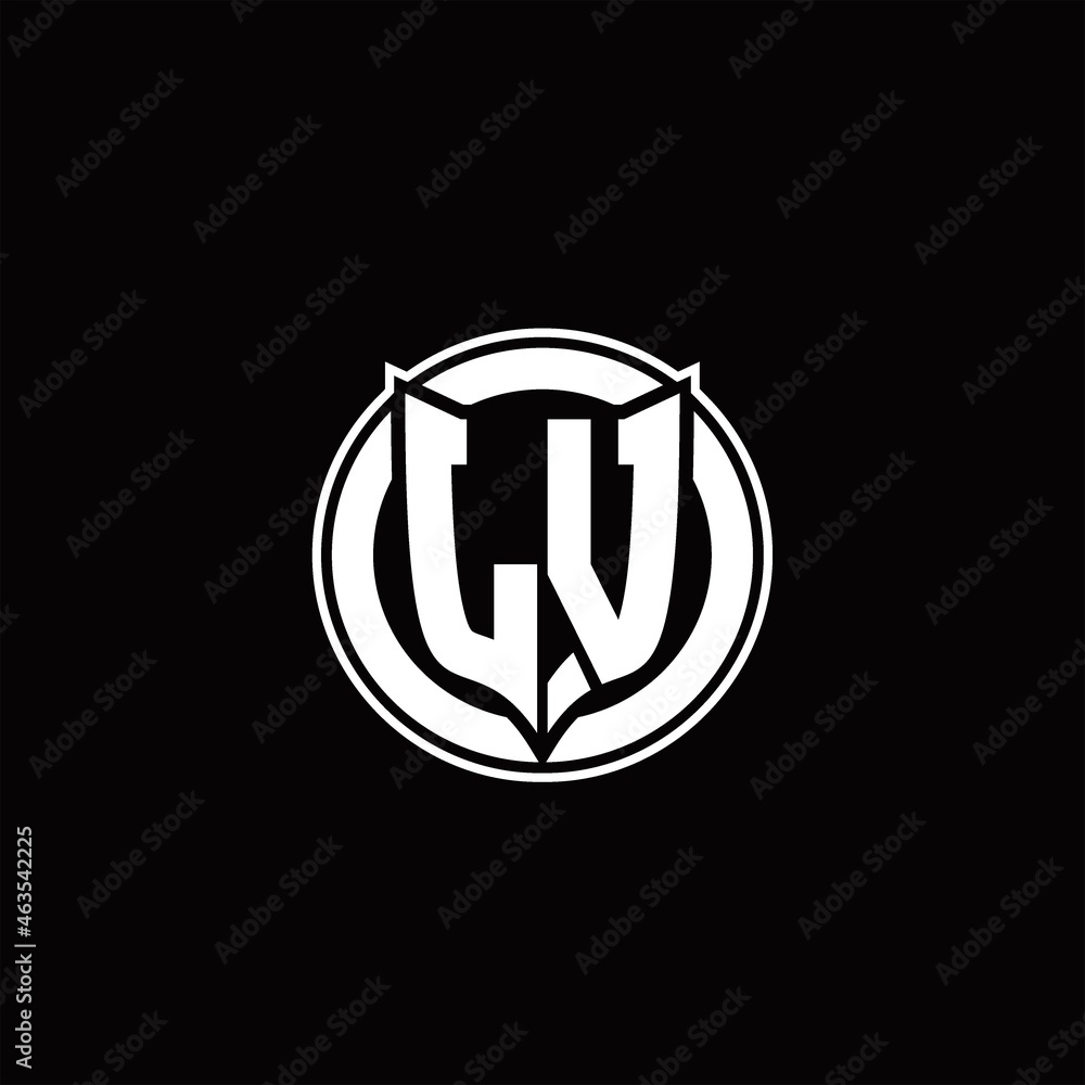 LV Logo monogram with shield and circluar shape design tamplate