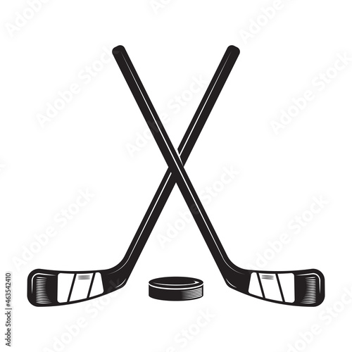 Ice Hockey design on white background. Hockey Stick Line art logos or icons. vector illustration..