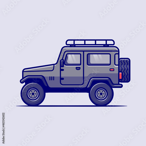 Off Road Car Cartoon Vector Icon Illustration. Transportation Icon Concept Isolated Premium Vector. Flat Cartoon Style 