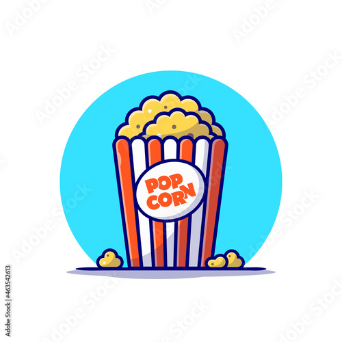 Popcorn Cartoon Vector Icon Illustration. Food Recreation Icon Concept Isolated Premium Vector. Flat Cartoon Style