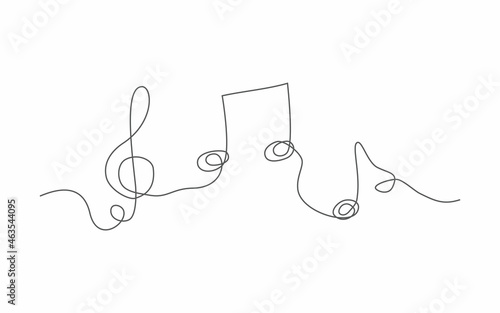 Music. One line drawing. Vector music in line style