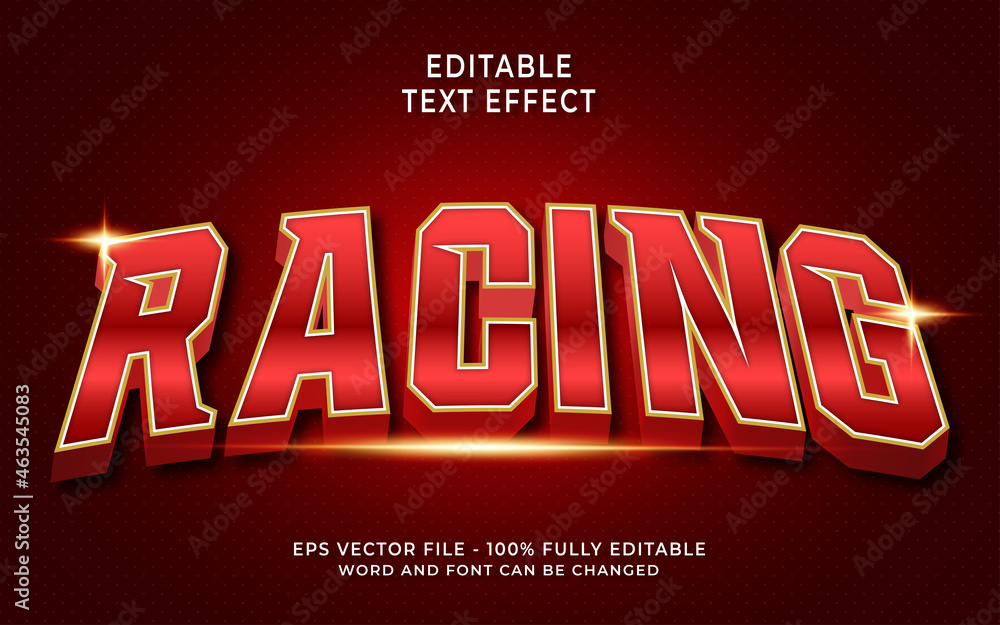 Red Bold racing Editable Text Effect