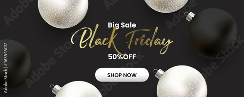 Black Friday sale banner with big scattered balls