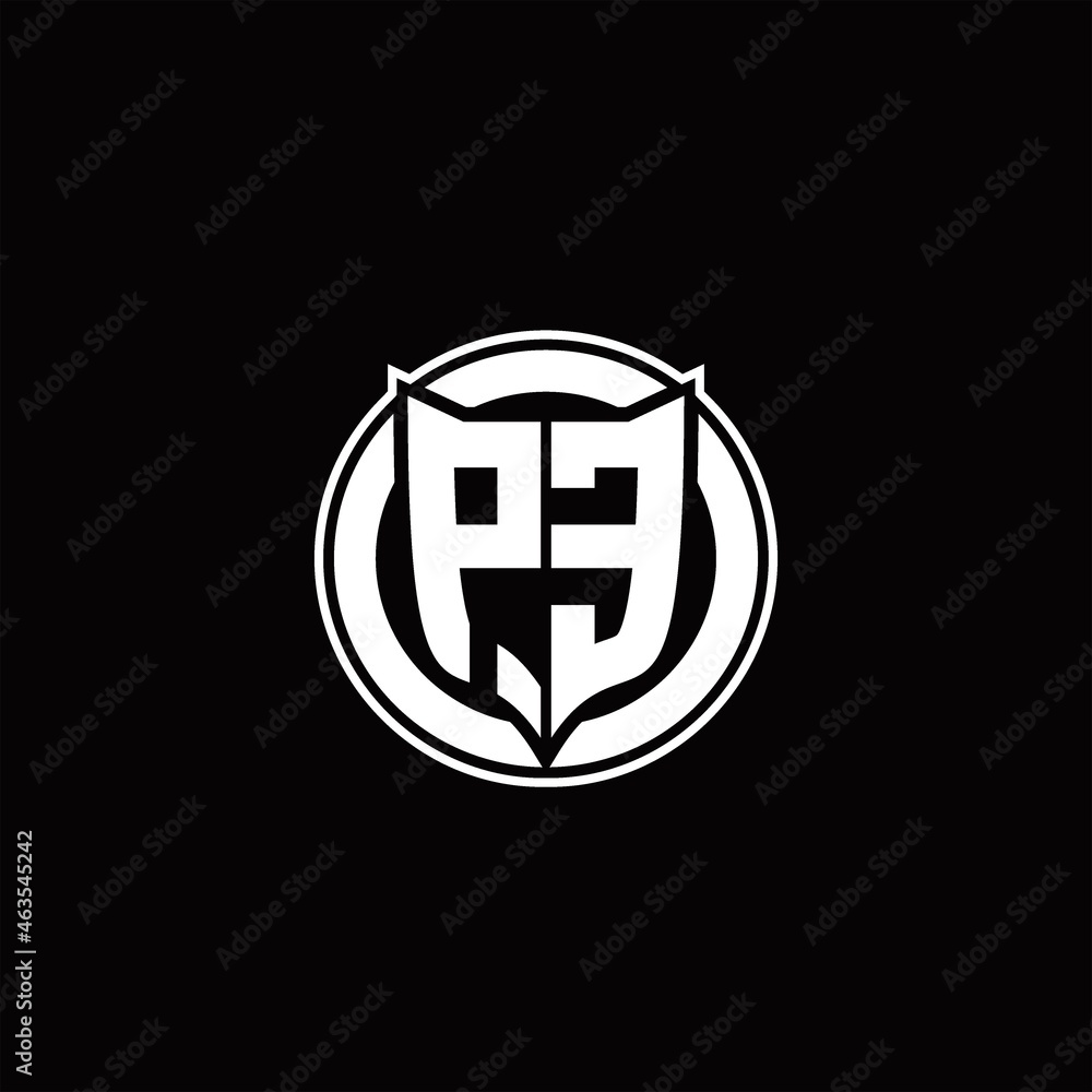 PE Logo monogram with shield and circluar shape design tamplate PE Logo monogram with shield and circluar shape design tamplate