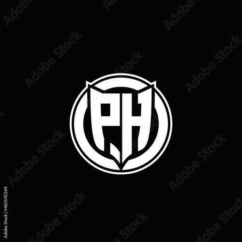 PH Logo monogram with shield and circluar shape design tamplate
