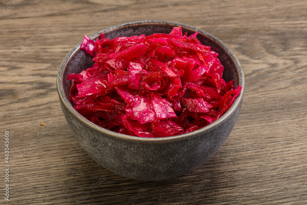 Marinated red cabbage in the bowl Marinated red cabbage in the bowl