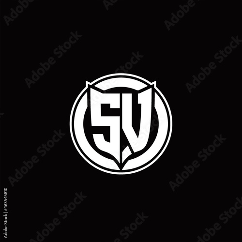 SV Logo monogram with shield and circluar shape design tamplate