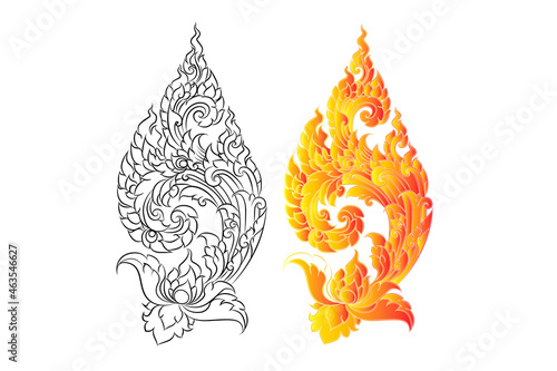 thai ancient pattern kanok vector