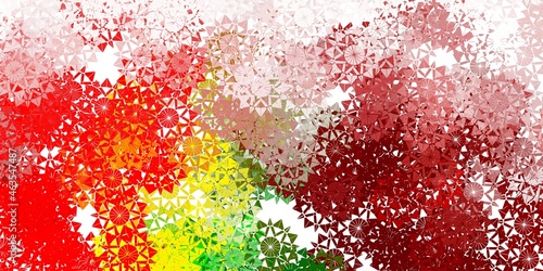 Light green  red vector template with ice snowflakes.