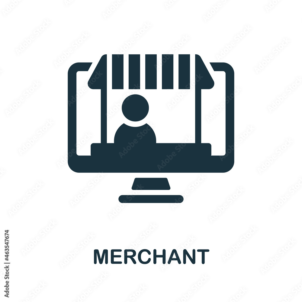 Merchant icon. Monochrome sign from affiliate marketing collection. Creative Merchant icon illustration for web design, infographics and more