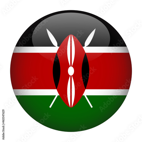 Kenya 3D Rounded Country Flag button Icon