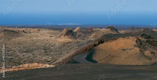 Volcano and lava desert. Lanzarote, Canary islands. Timanfaya national park