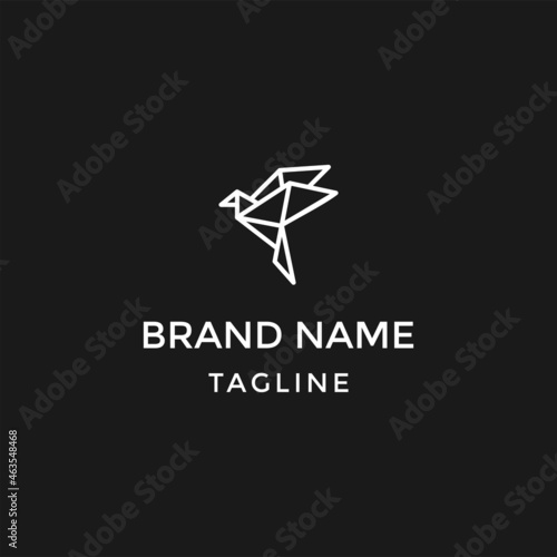 Flying bird line art logo design in white and awesome black combo artwork