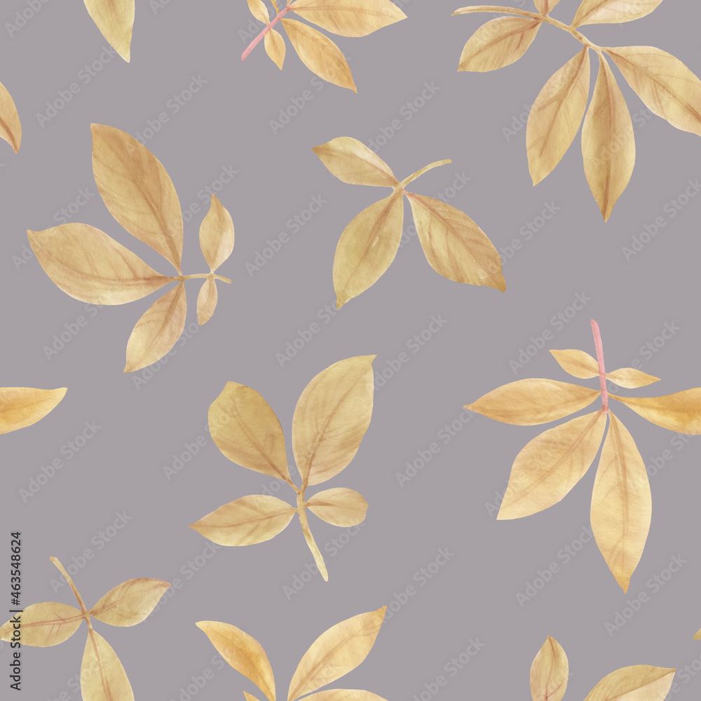 Fototapeta premium Abstract botanical pattern from leaves. Seamless pattern for fabric, wallpaper, wrapping paper design, scrapbooking. Background from leaves on an abstract background.