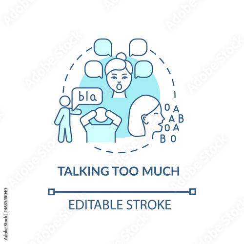 Talking too much concept icon. Hyperactive-impulsive symptom abstract idea thin line illustration. Hyperverbal speech. Compulsive talker. Vector isolated outline color drawing. Editable stroke