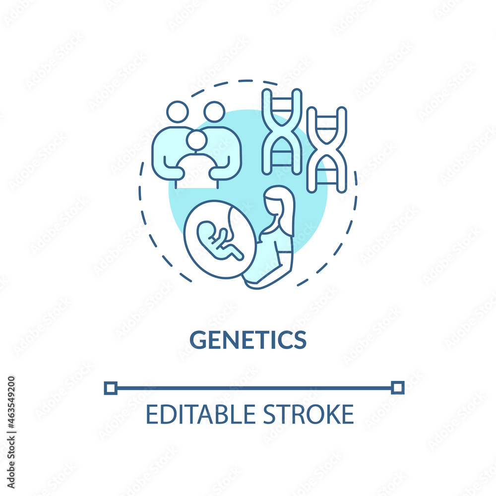 Fototapeta premium Genetics concept icon. ADHD cause abstract idea thin line illustration. Hereditary component. Genetically predisposed mother, father. Vector isolated outline color drawing. Editable stroke