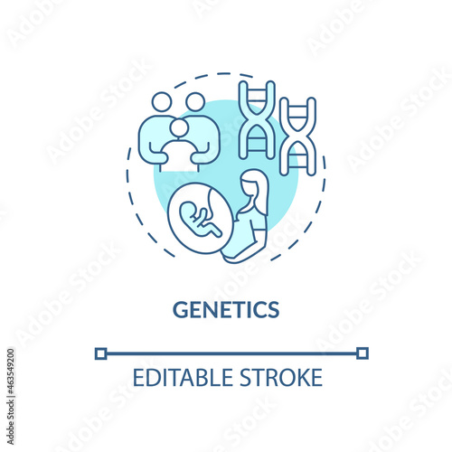 Genetics concept icon. ADHD cause abstract idea thin line illustration. Hereditary component. Genetically predisposed mother, father. Vector isolated outline color drawing. Editable stroke