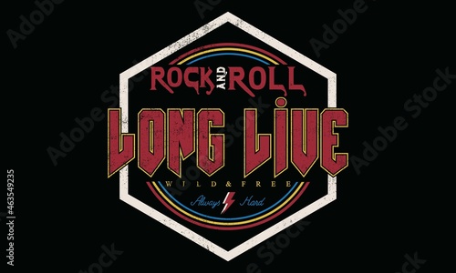 Long Live Rebel and roll, feel freedom vector vintage print design for t-shirt and others wing rock vector design 1