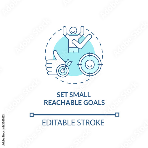Set small, reachable goals concept icon. Parenting tip for ADHD abstract idea thin line illustration. Providing effective instructions. Vector isolated outline color drawing. Editable stroke
