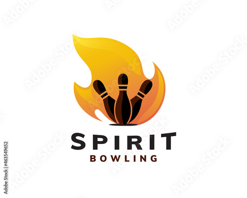 abstract fire spirit power bowling logo template illustration inspiration