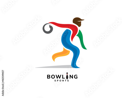 abstract athlete player bowling sports shooting logo template illustration