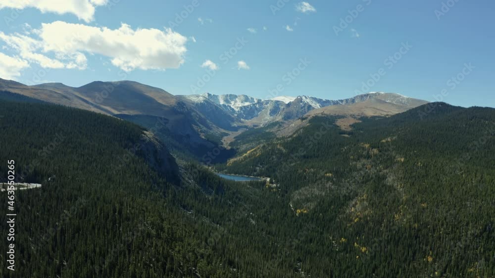 Landscape aerial view of remote alpine lake surrounded by mountains, 4K Landscape aerial view of remote alpine lake surrounded by mountains, 4K