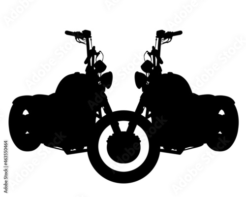 Man in protective clothing rides sport bike. Isolated silhouette on a white background