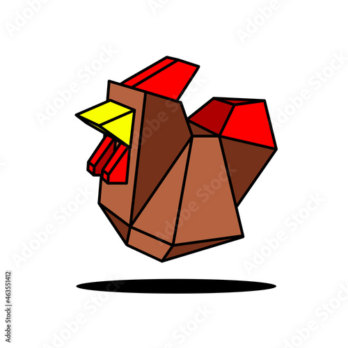 cute Character Origami Chicken Rooster