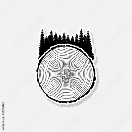 Tree stump sticker icon isolated on white background