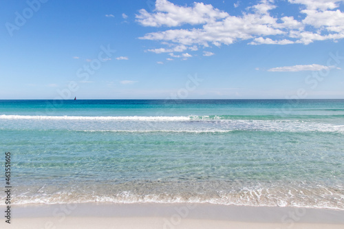 La Cinta, San Teodoro, Sardegna. Sea and a boat on the horizon 