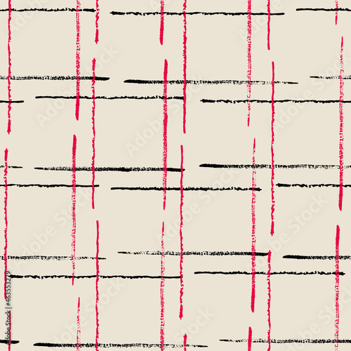 Vector black red checkered ecru seamless pattern