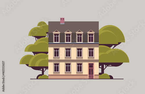 modern house building exterior urban building facade horizontal isolated