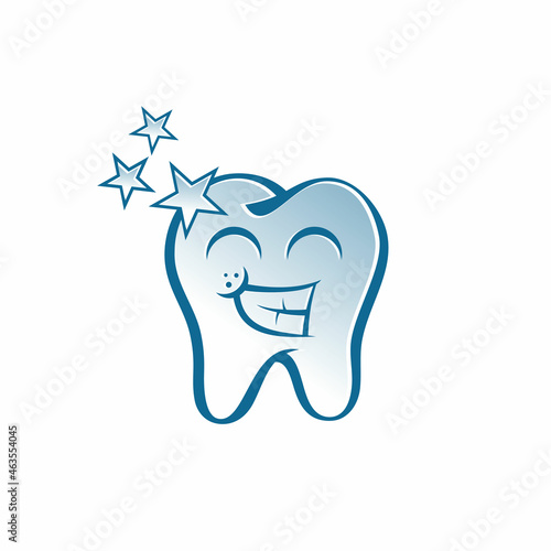 Cute and smiling little teeth on white background