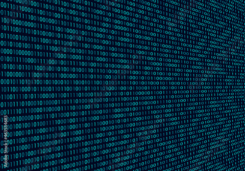 Digital  binary code background. Matrix style program. Random falling numbers.