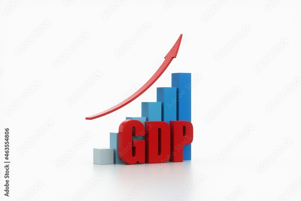chart and arrow with GDP, business concept, 3d rendering. chart and arrow with GDP, business concept, 3d rendering.