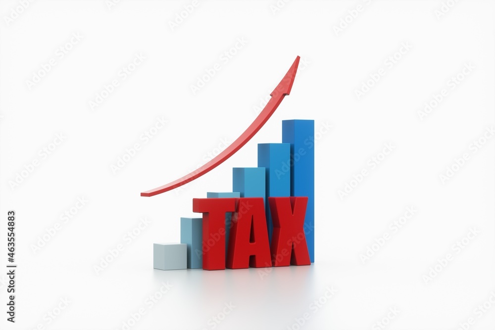 chart and arrow with tax, business concept, 3d rendering. chart and arrow with tax, business concept, 3d rendering.