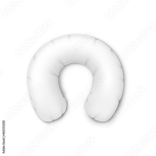 Airplane neck pillow, realistic travel cushion. Comfortable accessory for relaxation in plane or bus