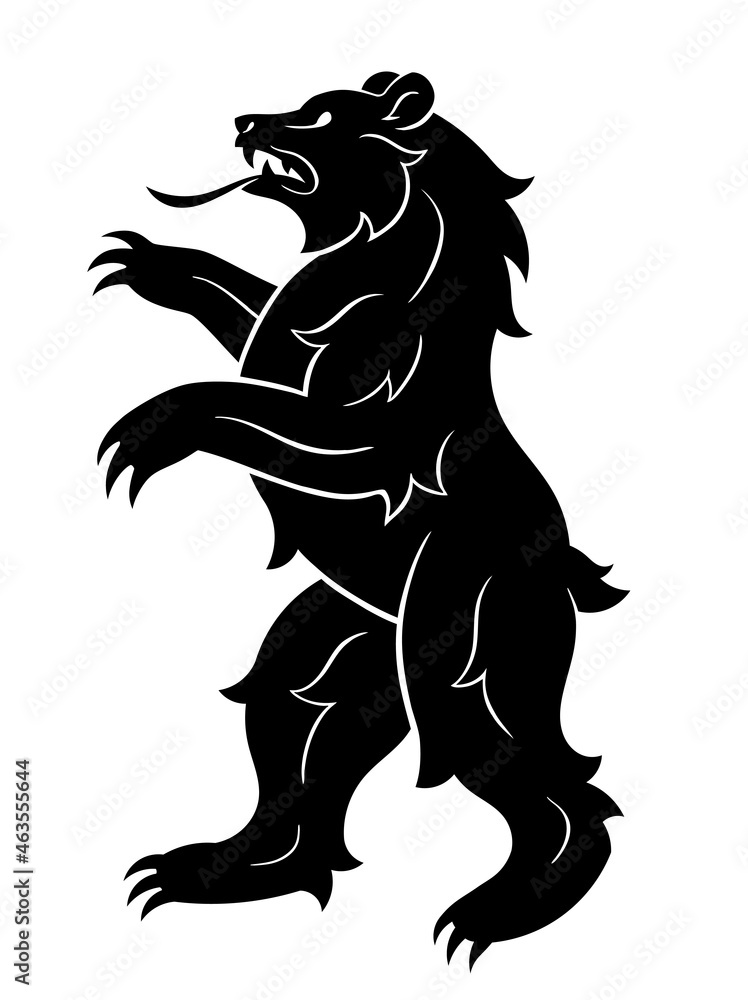 Naklejka premium Heraldic bear simple black