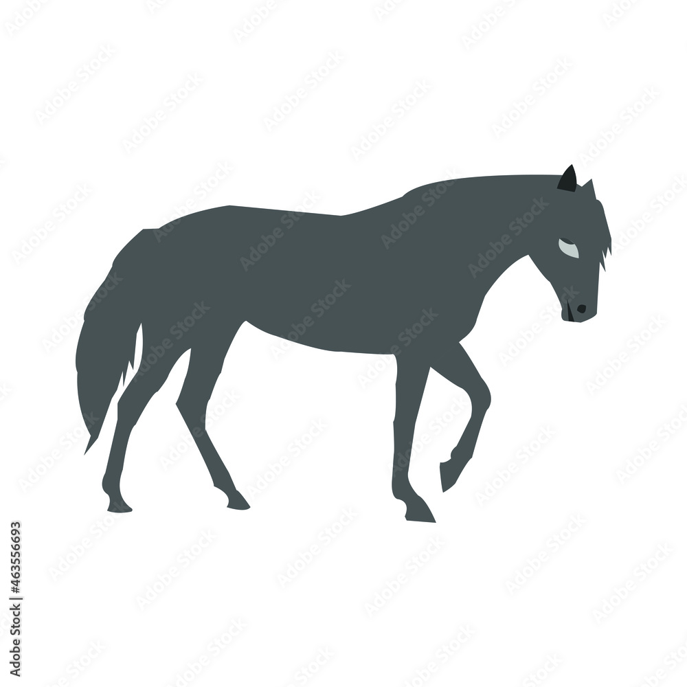 Horse vector art illustration on isolated white background. Horse vector graphic silhouette