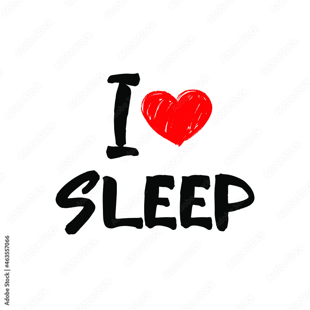 Inspirational handwritten brush lettering I love sleep. illustration isolated on white background.



