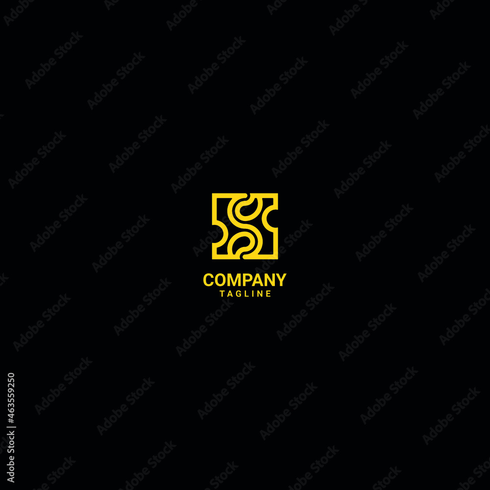 logo monogram geometry with gold color has the meaning of uniqueness and privilege is the attraction of beauty