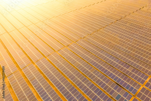 Aerial view of Solar panel, photovoltaic, alternative electricity source - co...